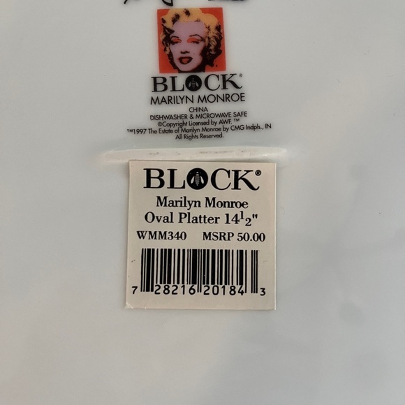 Oval Serving Platter Andy Warhol Marilyn Monroe Block China NWT 14.5" - Picture 4 of 4